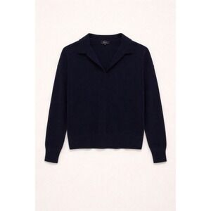 Quince 100% Mongolian Cashmere Polo Sweater Navy Medium Soft Minimal Luxury